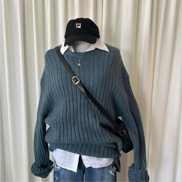 Vintage GAP 100% Wool Ribbed Knit Sweater size XXL Blue. - Picture 5 of 8